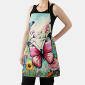 水色の鮮やか春の花パターン エプロン (インサイチュ)