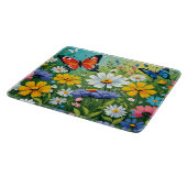 水色の鮮やか春の花パターン カッティングボード (角)