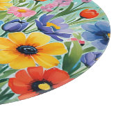 水色の鮮やか春の花パターン カッティングボード (角)