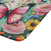 水色の鮮やか春の花パターン カッティングボード (角)