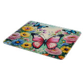 水色の鮮やか春の花パターン カッティングボード (角)