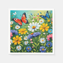 水色の鮮やか春の花パターン