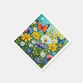 水色の鮮やか春の花パターン スタンダードカクテルナプキン (角)