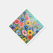 水色の鮮やか春の花パターン スタンダードカクテルナプキン (角)