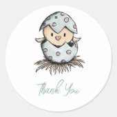 水色の鳥ありがとう ラウンドシール (正面)