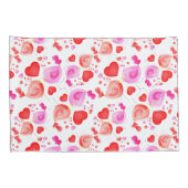 水色の鳥がピンクの赤い白い枕を愛する 枕カバー (裏面-右)