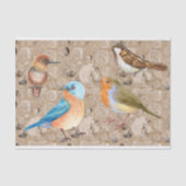 水色の鳥とヴィンテージの背景 薄葉紙 (正面)