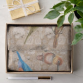 水色の鳥とヴィンテージの背景 薄葉紙 (ギフト)