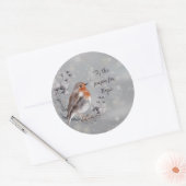 水色の鳥と雪のカスタム休日 ラウンドシール (封筒)