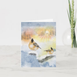 水色の鳥クリスマスカード – 手絵を描 カード