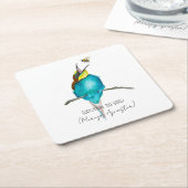 水色の鳥（ヨーロッパのミツバチを食べる人） スクエアペーパーコースター (アングル)