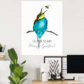 水色の鳥（ヨーロッパのミツバチを食べる人） ポスター (ホームオフィス)