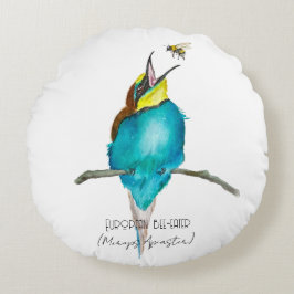 水色の鳥（ヨーロッパのミツバチを食べる人） ラウンドクッション