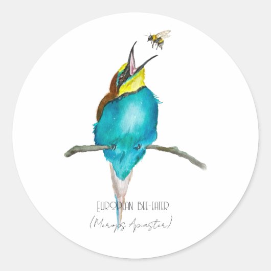 水色の鳥（ヨーロッパのミツバチを食べる人） ラウンドシール (正面)