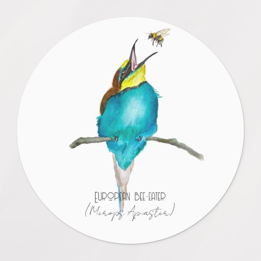 水色の鳥（ヨーロッパのミツバチを食べる人） ラベル (デザイン1)