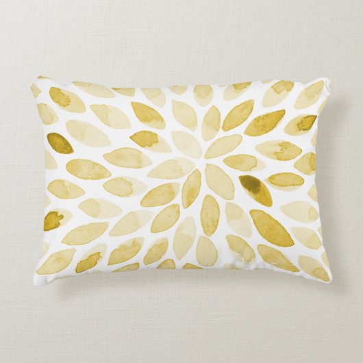 水色の黄色いブラシストローク アクセントクッション (正面)