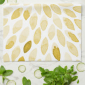 水色の黄色いブラシストローク キッチンタオル (折り畳み)