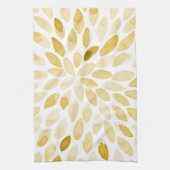 水色の黄色いブラシストローク キッチンタオル (縦)