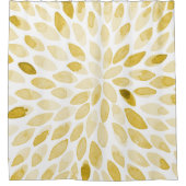 水色の黄色いブラシストローク シャワーカーテン (正面)