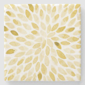 水色の黄色いブラシストローク ストーンコースター (正面)