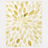 水色の黄色いブラシストローク フリースブランケット (正面)