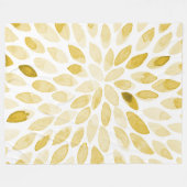 水色の黄色いブラシストローク フリースブランケット (正面(横))