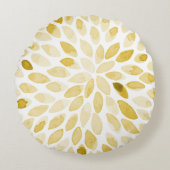 水色の黄色いブラシストローク ラウンドクッション (正面)