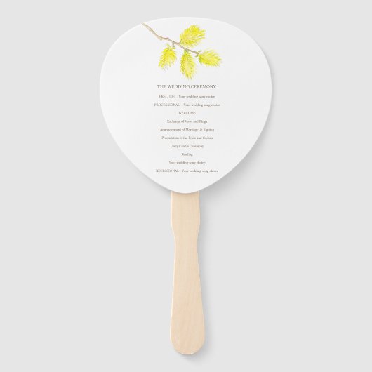 水色の黄色のカチキンの結婚式のプログラムファン ハンドファン (裏面)