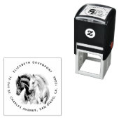 水色の黒と白の馬 セルフインキングスタンプ (インサイチュ)