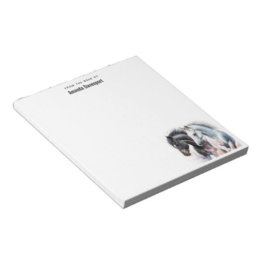 水色の黒と白の馬 ノートパッド (アングル)