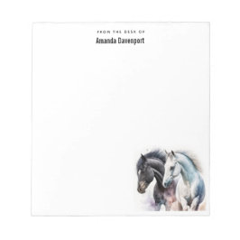 水色の黒と白の馬 ノートパッド