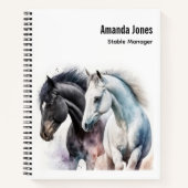 水色の黒と白の馬 ノートブック (正面)