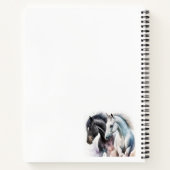 水色の黒と白の馬 ノートブック (裏面)