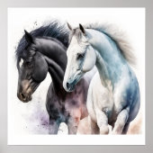 水色の黒と白の馬 ポスター (正面)