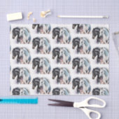 水色の黒と白の馬 薄葉紙 (クラフト)