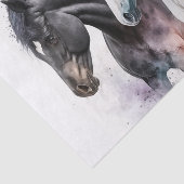 水色の黒と白の馬 薄葉紙 (詳細)