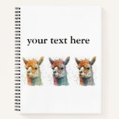 水色の3つのアルパカ、カスタマイズ可能 ノートブック (正面)