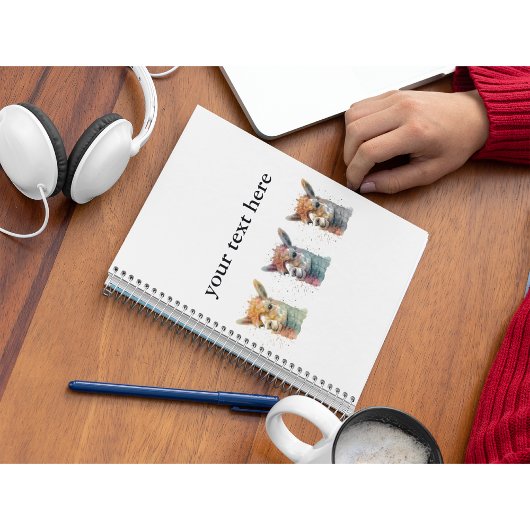 水色の3つのアルパカ、カスタマイズ可能 ノートブック