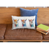 水色の3つのアルパカ ランバークッション