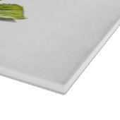 水色の3つの赤いジューシーなさくらんぼ カッティングボード (角)