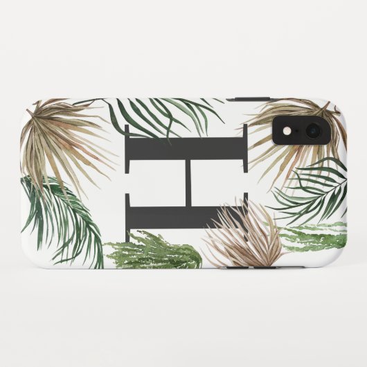 水色はっきりしたの葉トロピカル+ヤシの葉 Case-Mate iPhoneケース (裏面(横))