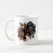 水色はっきりした金ゴールド黒ブルゴーニュ花 コーヒーマグカップ (左)