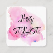 水色はエレガントにピンク色モダン スクエア名刺 (正面)