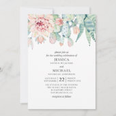 水色は多肉質結婚である。ピンクフローラ 招待状 (正面)