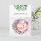 水色は多肉質。新生児.グリーンサボテン誕生 案内状 (スタンド正面)