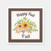 水色ひまわりの花と果実ハッピー秋Y'all スタンダードカクテルナプキン (正面)
