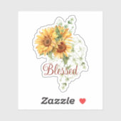 水色ひまわりカスタム文字 シール (シート)