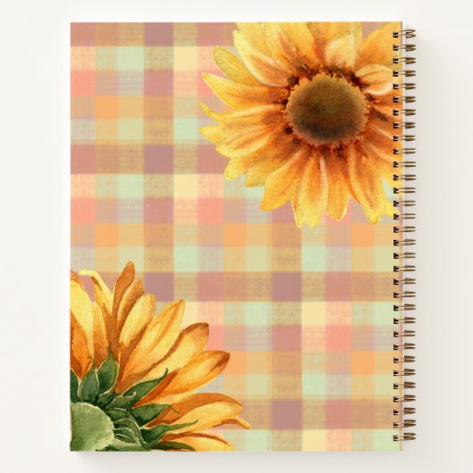 水色ひまわりカントリープレイドモノグラム ノートブック (裏面)