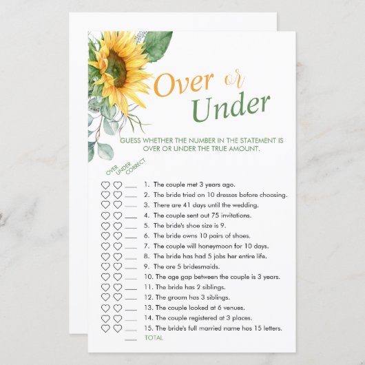 水色ひまわりゲームの上または下 (正面/裏面)