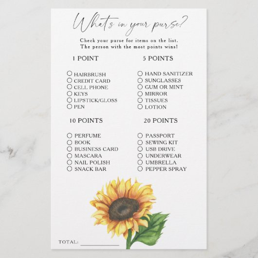 水色ひまわりハンドバッグのゲームの中にあるものは (正面)